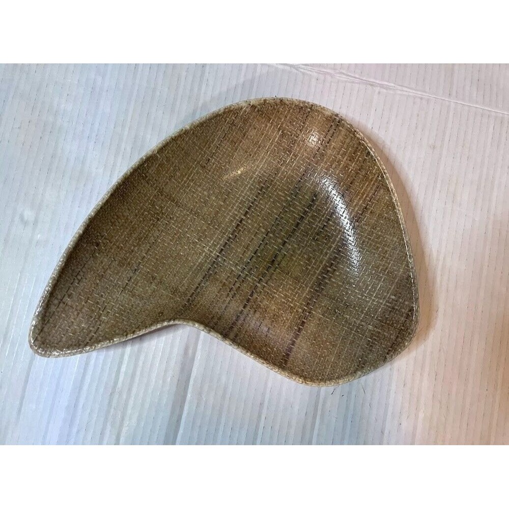 Vntg MCM Abaca Grainware Handloomed Fiber Molded Plastic Nuts/Candy Dish